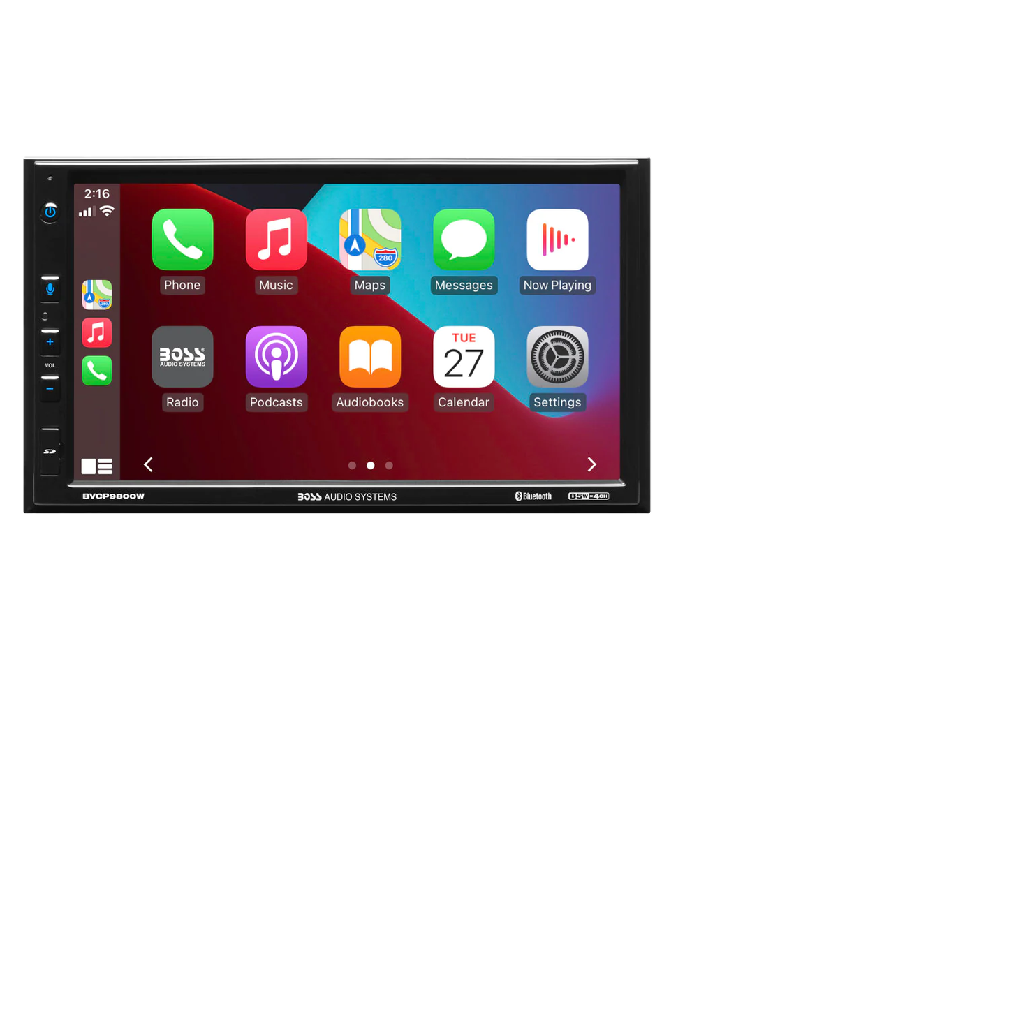 Boss Audio Boss 7′′ Double Din Mechless Fixed Face Touchscreen Receiver with WIRELESS Apple CarPlay/Android Auto BVCP9800W